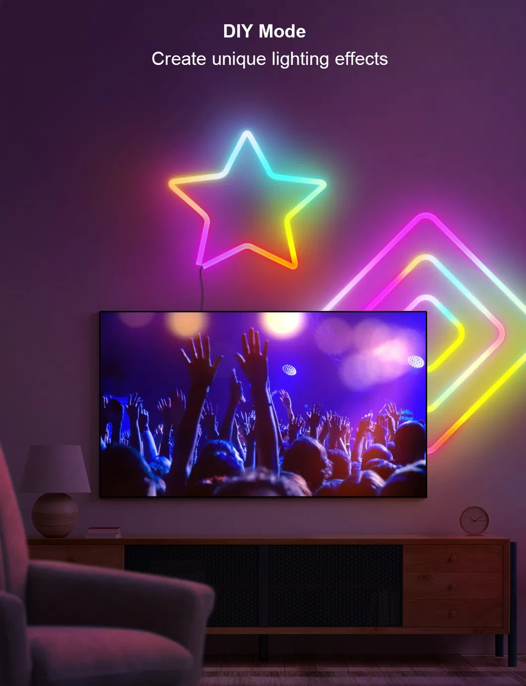 Graffiti WiFi Smart, DIY Styling, Music Neon Light Strip, Music Light Bar