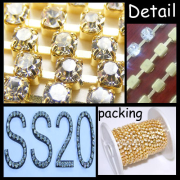 SS20 No Plating Round Base Claw Strass Cup Chain