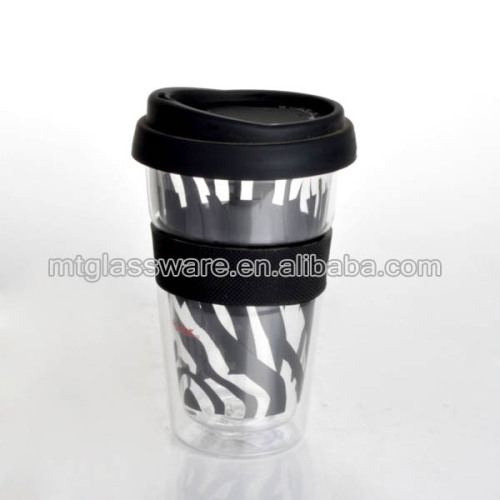 hot sale glass tableware brands clear coffee cups with silicone lid