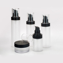 frosted clear PP plastic cosmetic bottle set packaging