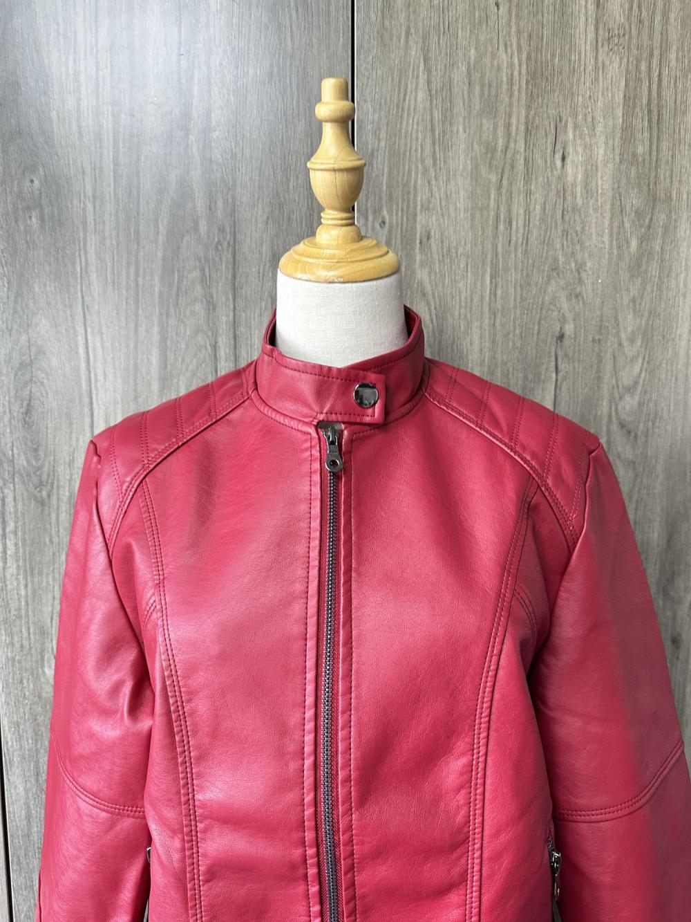 Leather biker jacket women