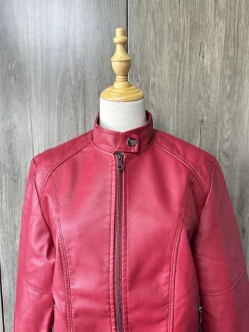 Leather biker jacket women