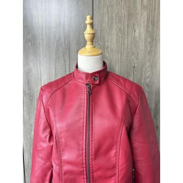 Leather biker jacket women