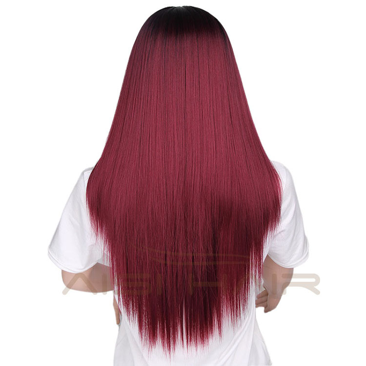 Aisi Hair Wholesale Women's Long Straight Wig Synthetic Ombre Red Wigs For Black Women Heat Resistant Fiber