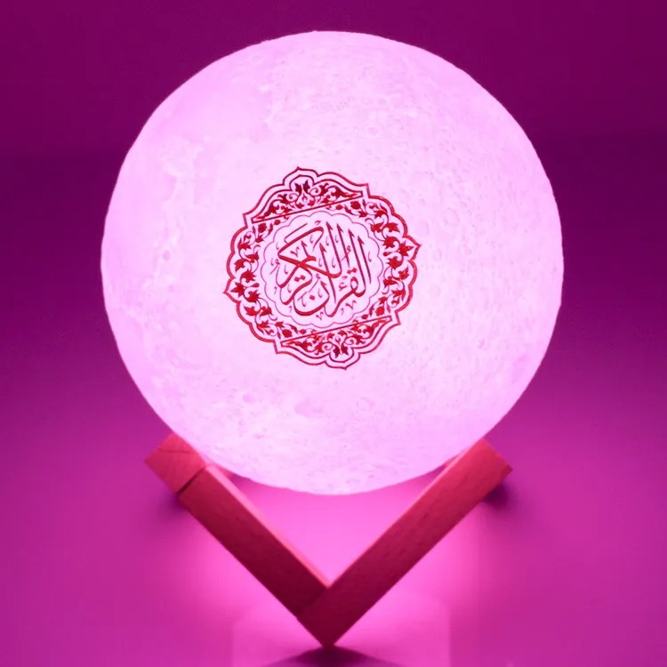Professional Factory More Colors 3D Night Moon Light Quran Islam Muslim Allah Eid Ramadan Speaker with USB Charge