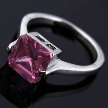 Fashion Crystal Ring And Bling Pink Gemstone Rings With Silver Ring
