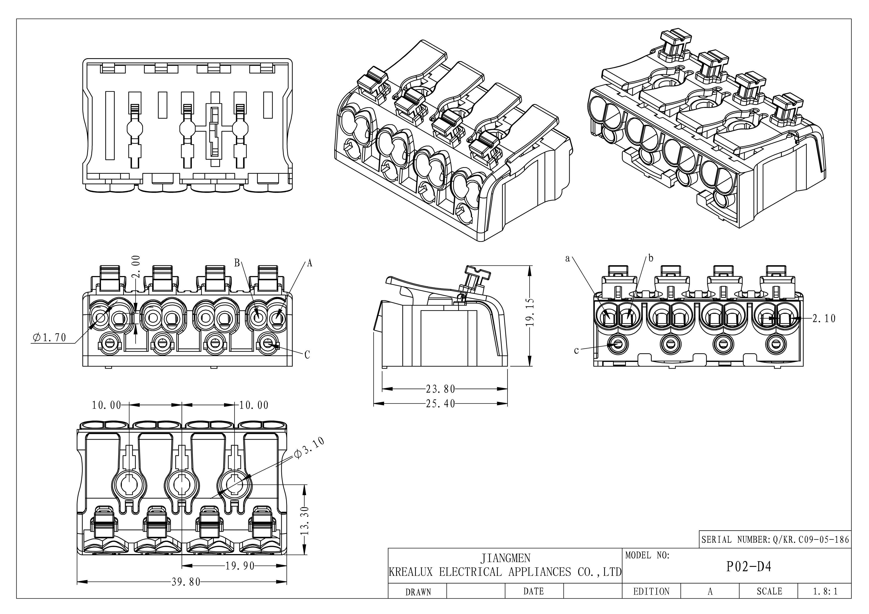 4 Poles Multipolar Wire Connector