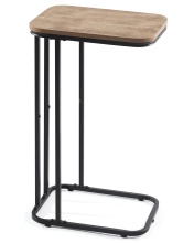 Hot Selling C-Shape Table with Wooden Top and Antique Gold Metal Base: Perfect for Home and Hotel