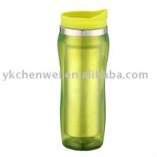 Curvy stainless steel mug with plastic outer