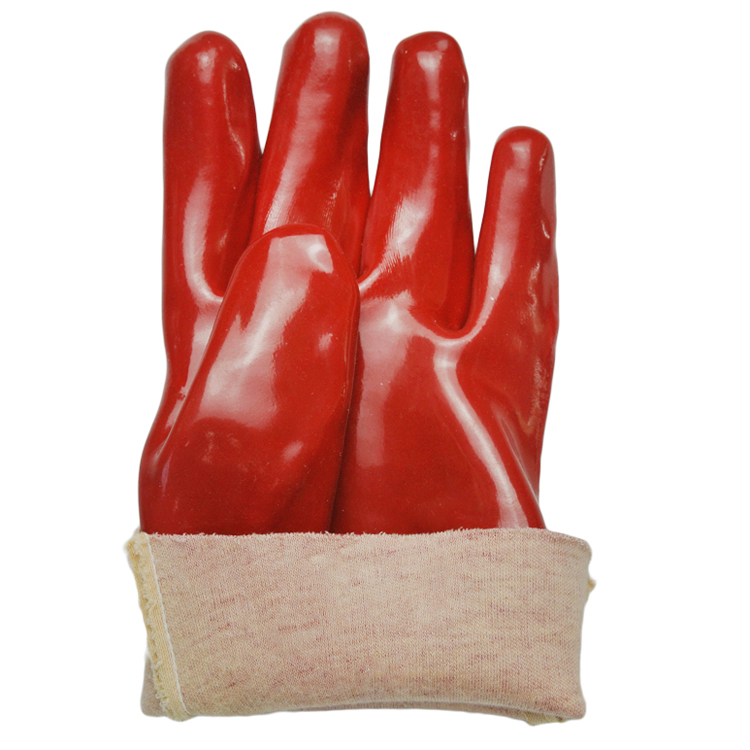 Guantes de PVC rojo resistente al aceite Guante de trabajo