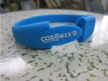 Custom Usb Flash Disk Drives 4gb With Silk Printed Logo Blue Silicone Wristbands
