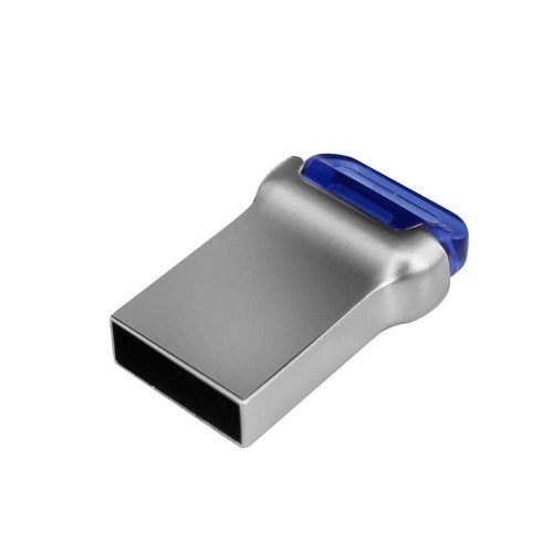 Portable blue-cap metal USB flash drive