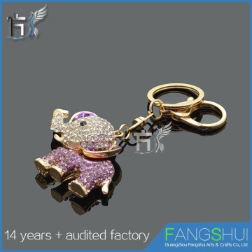 Crystal metal keychain elephant