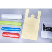 مخصص حقيبة بقالة بلاستيكية مطبوعة كيس من البلاستيك تي شيرت