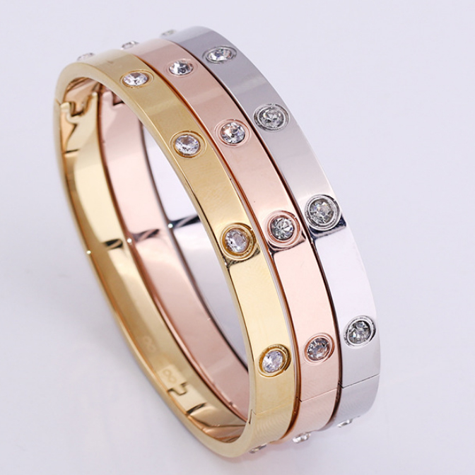 Fashion Jewelry Women's Jewelry Bangle Zircon Fashion 18k Stainless Steel Gold Bangle