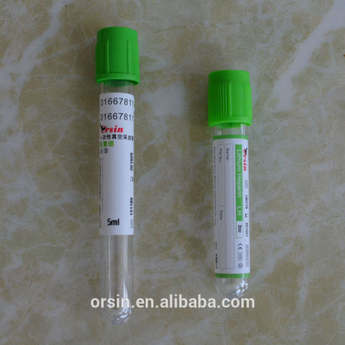 Vacuum blood collection tubes GREEN cap/Heparin Lithium (PET) - 13mm*75mm