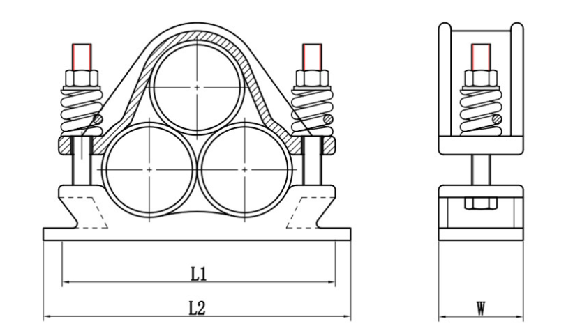 Alumínium trefoil kábelkapcsok rajza Aluminium Trefoil Cable Cleats Drawing