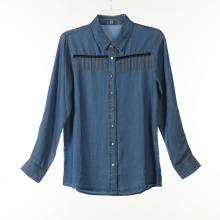 Tencel Demin Long Shirts with Tape