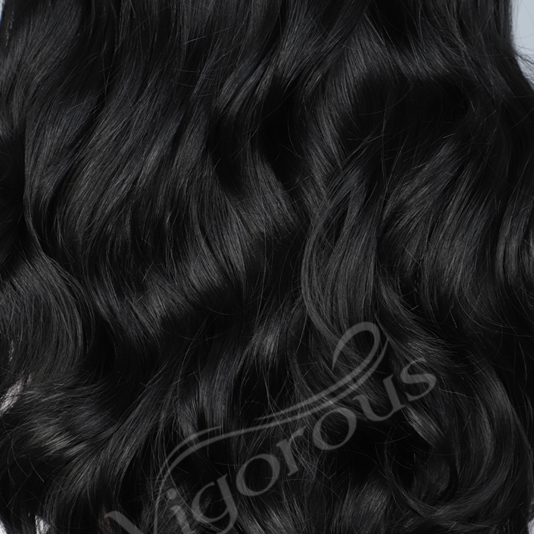 Vigorous New Fashion Cheap For Women Long Black Water Wave Fiber Heat Resistant Afro Curly Synthetic Lace Front Wig
