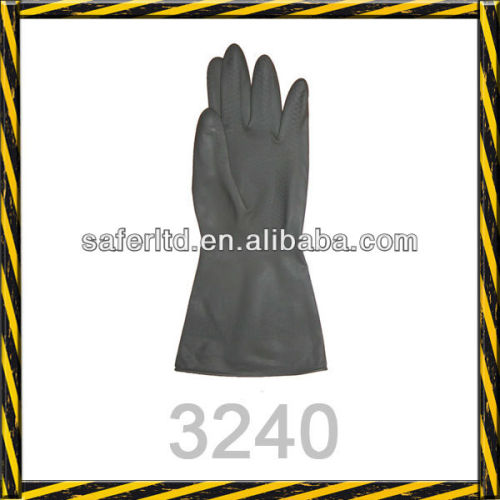 Black unlined latex industrial gloves