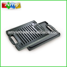 Cast Iron Double Sided Grill Pan-One Side Flat, One Side With Ribs