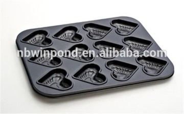 private label nonstick heart shape 12 cup cake pan