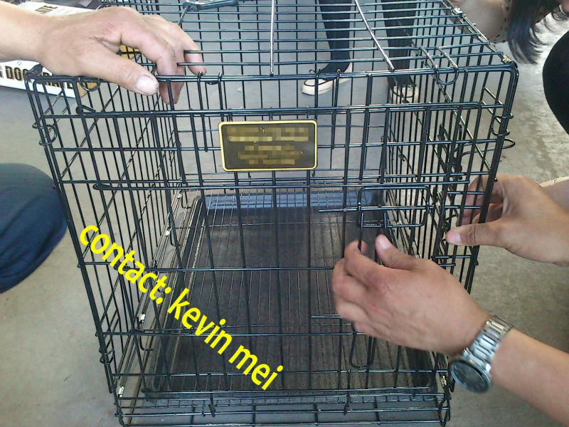 Large folding wire pet cage for dog house metal dog crate kennel with Gate