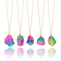 Orecchini pendenti in cristallo irregolare con pietre naturali arcobaleno