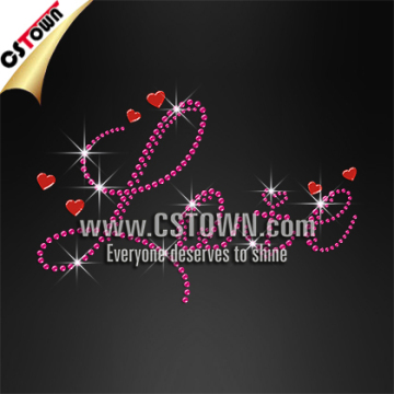 Pink LOVE bling rhinestone custom heat transfers