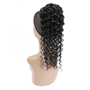 No Shedding Deep Wave Ponytail Natural Human Hair Drawstring Ponytail Human Hair