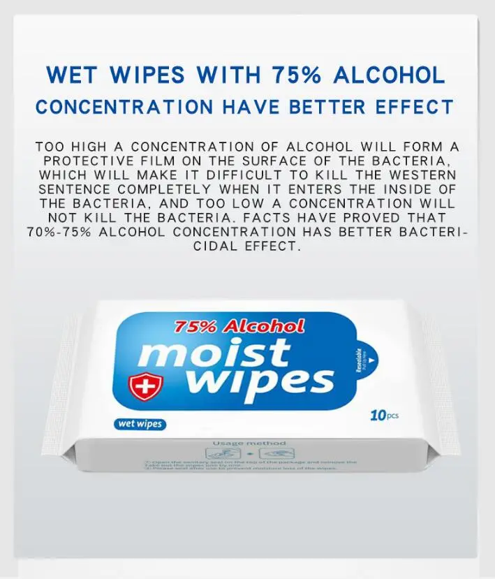 75 Degree Alcohol Sterilizing Wipes 10 Small Packs Affordable Wet Wipes Wet Wipes Cotton Pad Sterilization Office Household Spot