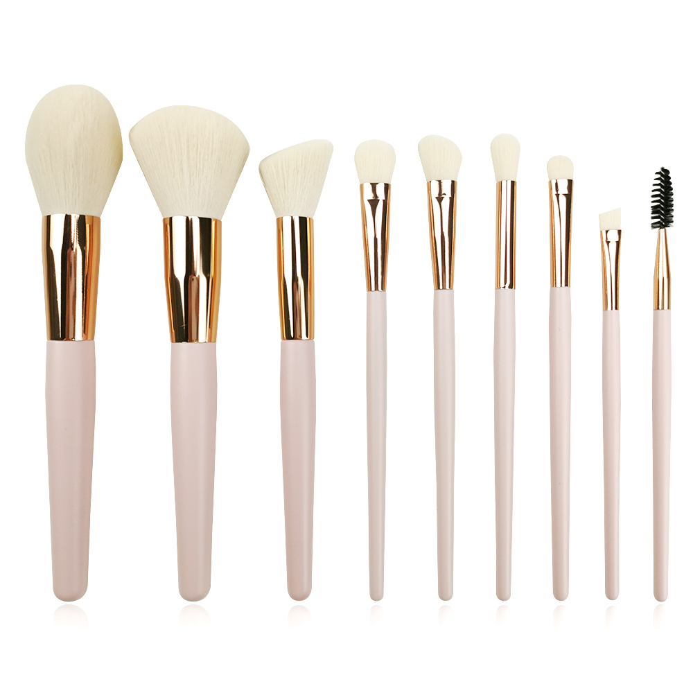 9pc Pink Makeup Brush Set