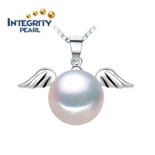 925 Серебряный жемчуг ожерелье Перл подвеска 8-9мм AAA кнопки Реальный пресноводный жемчуг подвеска
