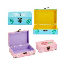 Modern Art Pine Wood Fairy Treasure Chest - Polished Laser Carving Gift Box