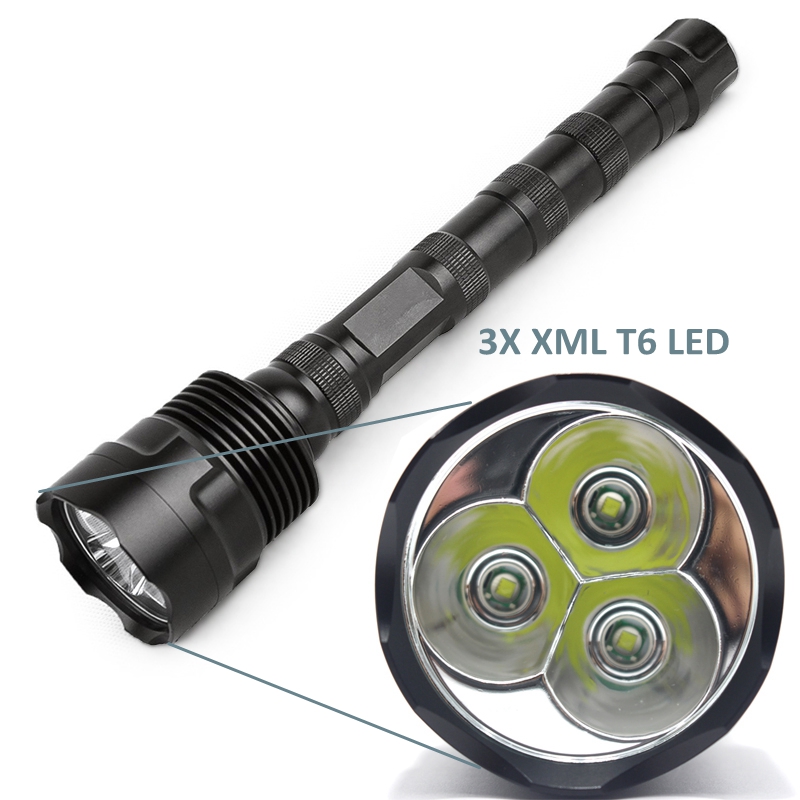 3 xm-l t6 led super bright torch lantern 3000 lumens tactical flashlight