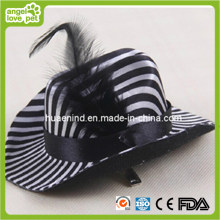 Black Leather Pet Hat Pet Black and White Stripes Hat