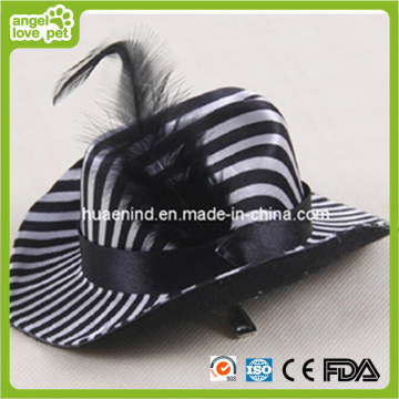 Black Leather Pet Hat Pet Black and White Stripes Hat