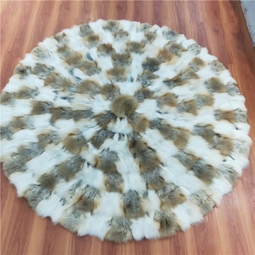 patchwork natural round fur blanket fox fur rug