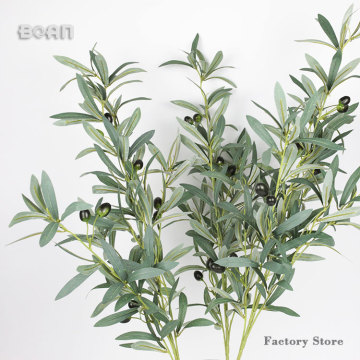 Factory Direct Wholesale Single Stem Artificial Green Olive Leaf Leaves