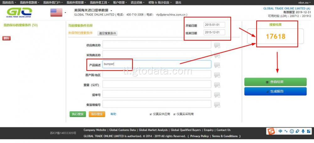 USA Import data sample ng bumper.