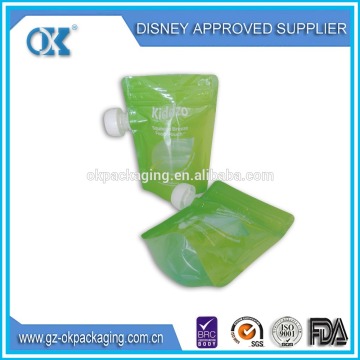 drink pouch with spout packaging/reusable food spout pouch/ziplock reusable drink pouch with spout
