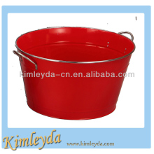 Large Round Galvanized Beverage Tub with Stainless Steel Rim