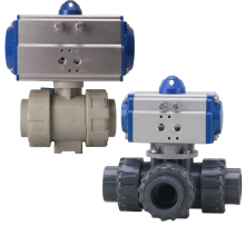 Pneumatic Plastic Ball Valve: PPH UPVC 3-Way Flange Threaded Valve, DN100 for Water Applications