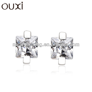 Classic Rhodium plated silver cz earrings Y20078