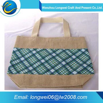 Natural color promotional wholesale jute handle bag/shopping bag