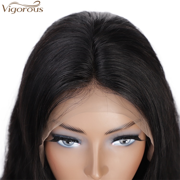 Vigorous High Quality Lace Frontal Human hair Wigs Long Water Wavy Black Middle Part Wigs Women 26 Inches Wigs