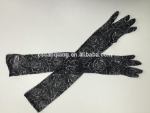 Lady's 100% Silk Long Length Printed Full Finger Driving Gloves/Silk Gloves