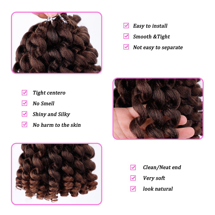 High Quality 8 Inch Wand Curl Crotchet Braids Synthetic Crochet Braids Curly Crochet Hair Extensions Ombre