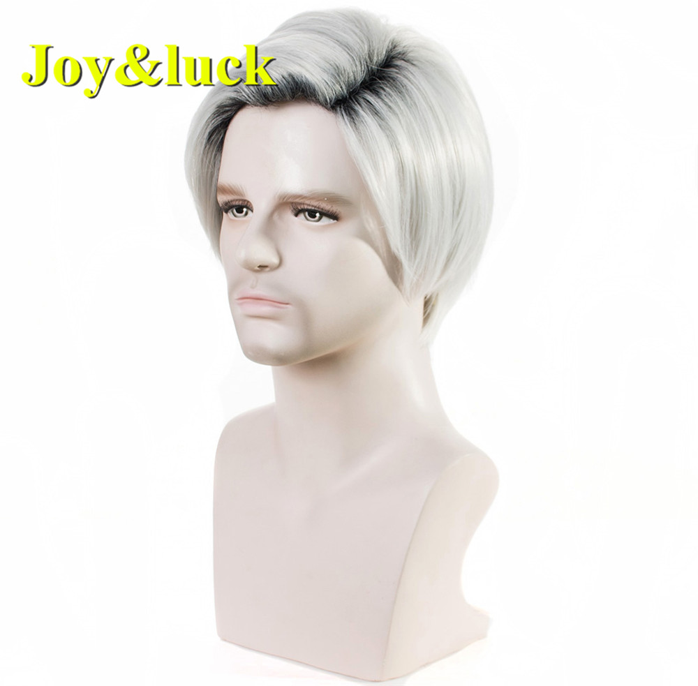 Wholesale Wigs for Men Party Male Wavy Light Brown Man Hair Middle Part Medium Length Natural Wave Men Wigs Synthetic Hair Wigs