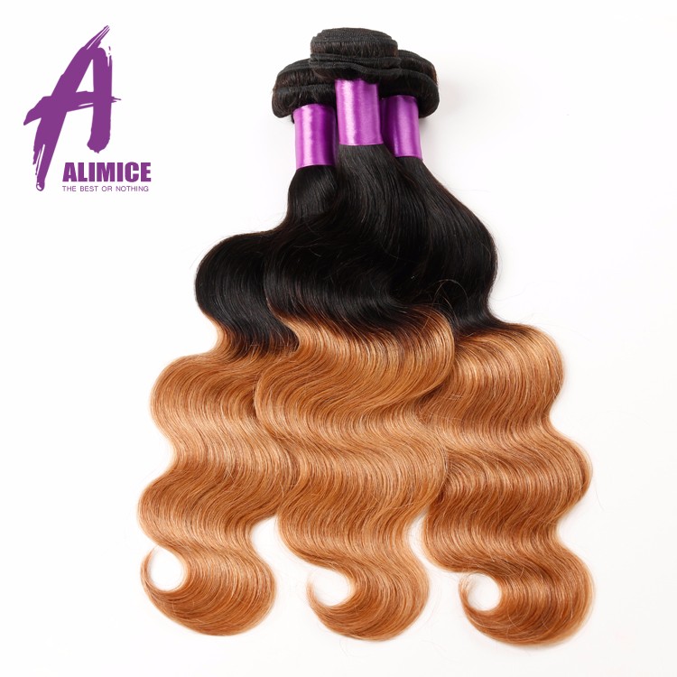 LSY Wholesale Cheap Brazilian body wave hair two tone ombre colored hair weave bundles